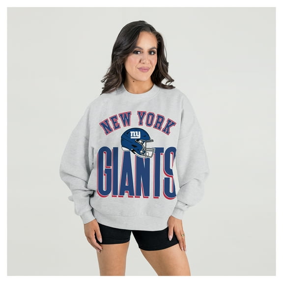 Women's Gameday Couture Ash New York Giants Fierce Focus Premium Oversized Fleece Pullover Sweatshirt