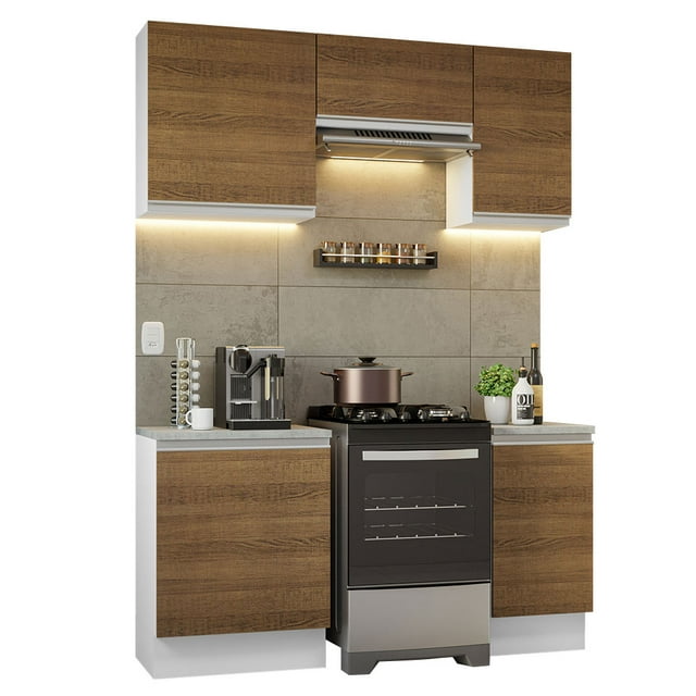 Cocina Integral Completa 160cm Glamy Madesa - Blanco/Marrón