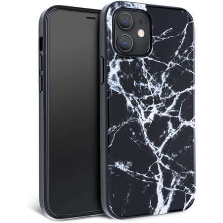 FELONY CASE - iPhone 12 and iPhone 12 Pro Case - Stylish Black Polished Marble Phone Cover - Anti-Scratch, Wireless Charging Compatible, 360° Shockproof Protective Cases for Apple iPhone 12/12 Pro