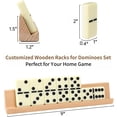thumbnail image 5 of WAAYEE Double Six Dominoes Travel Set - 28 Tiles with 4 Wooden Tile Holders & Portable Case, Ideal for Adults & Family Game Nights, 5 of 9