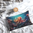 thumbnail image 5 of Goofa Underwater Plant Octopus Print Plush Throw Pillow Case, Soft Velvet with Hidden Zipper, Decorative Cushion Cover for Sofa, Bed, Car, and Home Décor-14"x20", 5 of 6