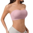 thumbnail image 2 of Strapless Bras for Women Non-Slip Seamless Padded Bandeau Bra Wireless Convertible Tube Top Bralette Everyday Tshirt Bra Invisible Bralette Jelly Bras for Women Supportive Push Up Bra Pink M, 2 of 5