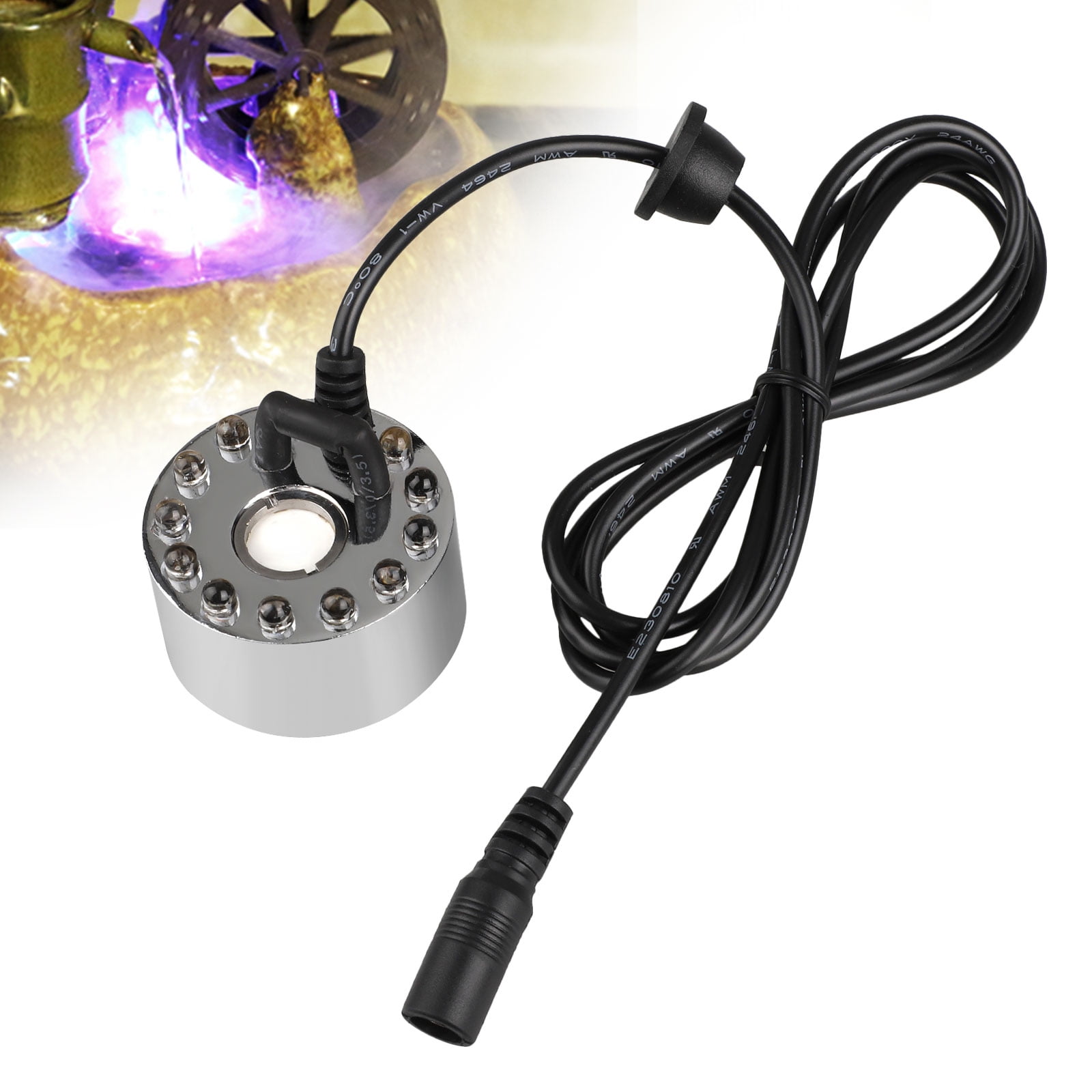 EEEkit 12-LED Colorful Light Ultrasonic Mist Maker Fogger,24V Color Changing Ultrasonic Mist Maker Fountain Atomizer Air Humidifier for Indoor Fountain (Mist Maker Only)