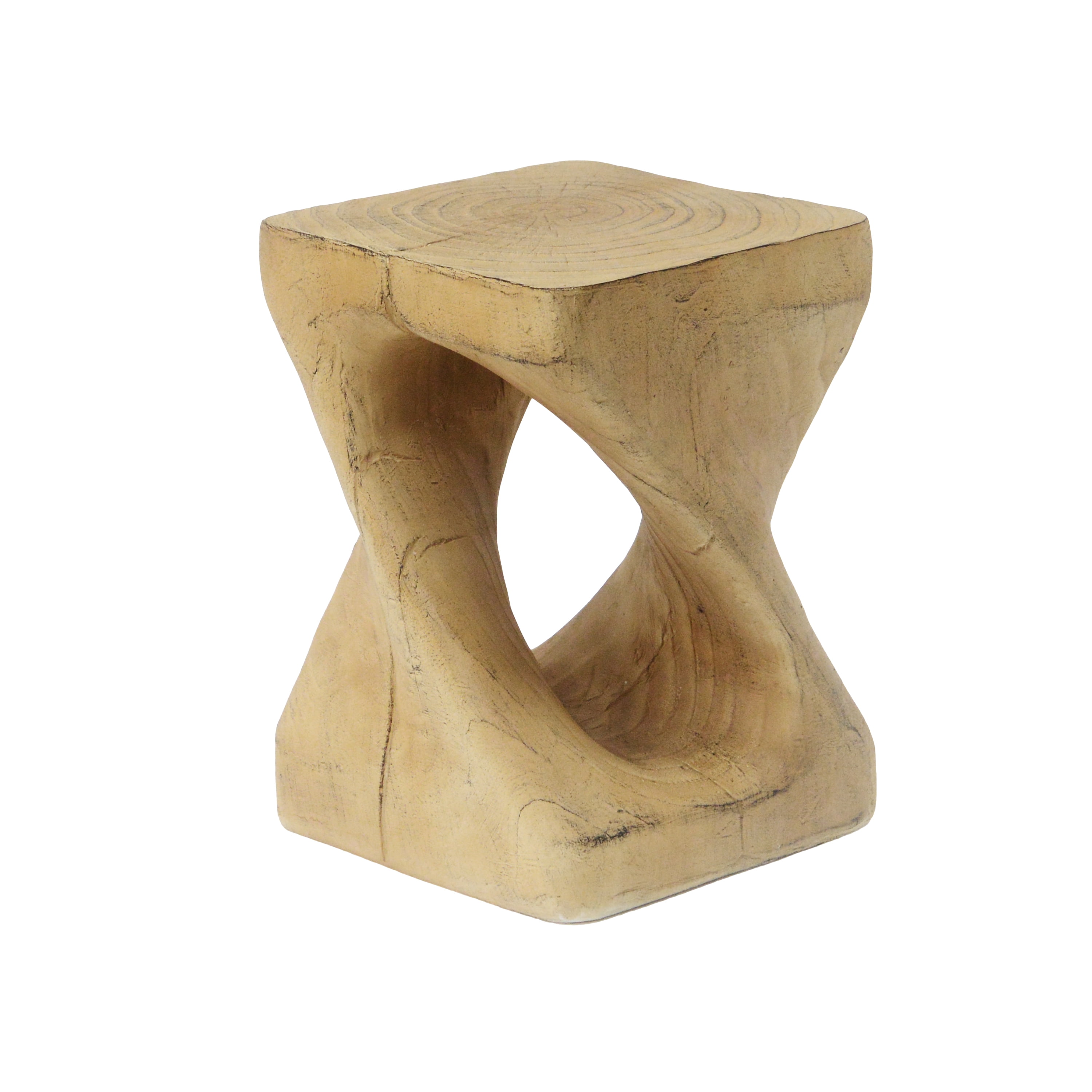 Euroco MGO Twist Shape Side Table, Wood-like texture, Natural Color