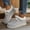 Light Gray, variant on YOUYEDIAN Loafers for Women Fall Winter Versatile Slip On Plush Warm Fashion Lace-up Design Platform Flats Casual Outdoor Comfy Walking Shoes