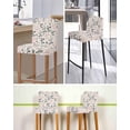 thumbnail image 5 of Grey Pink Botanical Bar Stool Covers Set of 2, Rustic Country Spring Floral Summer Leaf Stretch Bar Chair Covers with Backs, Removable Pub Counter Height Chair Cover for Kitchen Dining Room Cafe, 5 of 7