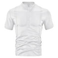 thumbnail image 6 of Qgtaibl Lightweight Henley Shirts for Men Short Sleeve Basic T-Shirt Solid Color Collared Button Down Pullover Summer Tee Tops White,L, 6 of 6