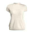 thumbnail image 2 of Endives Women's Ice Silk Short Sleeve Sweater Small Turtle Collar Spring and Summer Casual Basic Knitted Slim Fit Pullover, 2 of 4