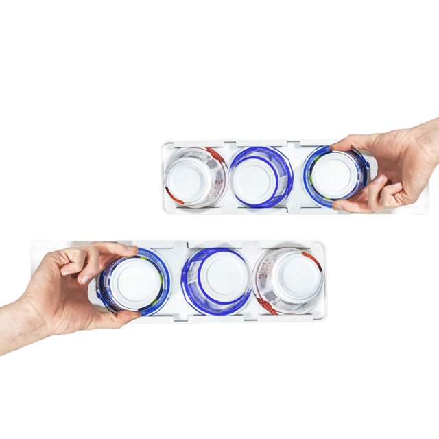 Storage Theory Organizador De Yogur Para Refrigerador Que Ahorra Espacio - Organizador De Almacenamiento Para Refrigerador Peel & Stick Para Hasta 4 Tazas De Yogur Griego Y Vegano De Boca Ancha, Paque
