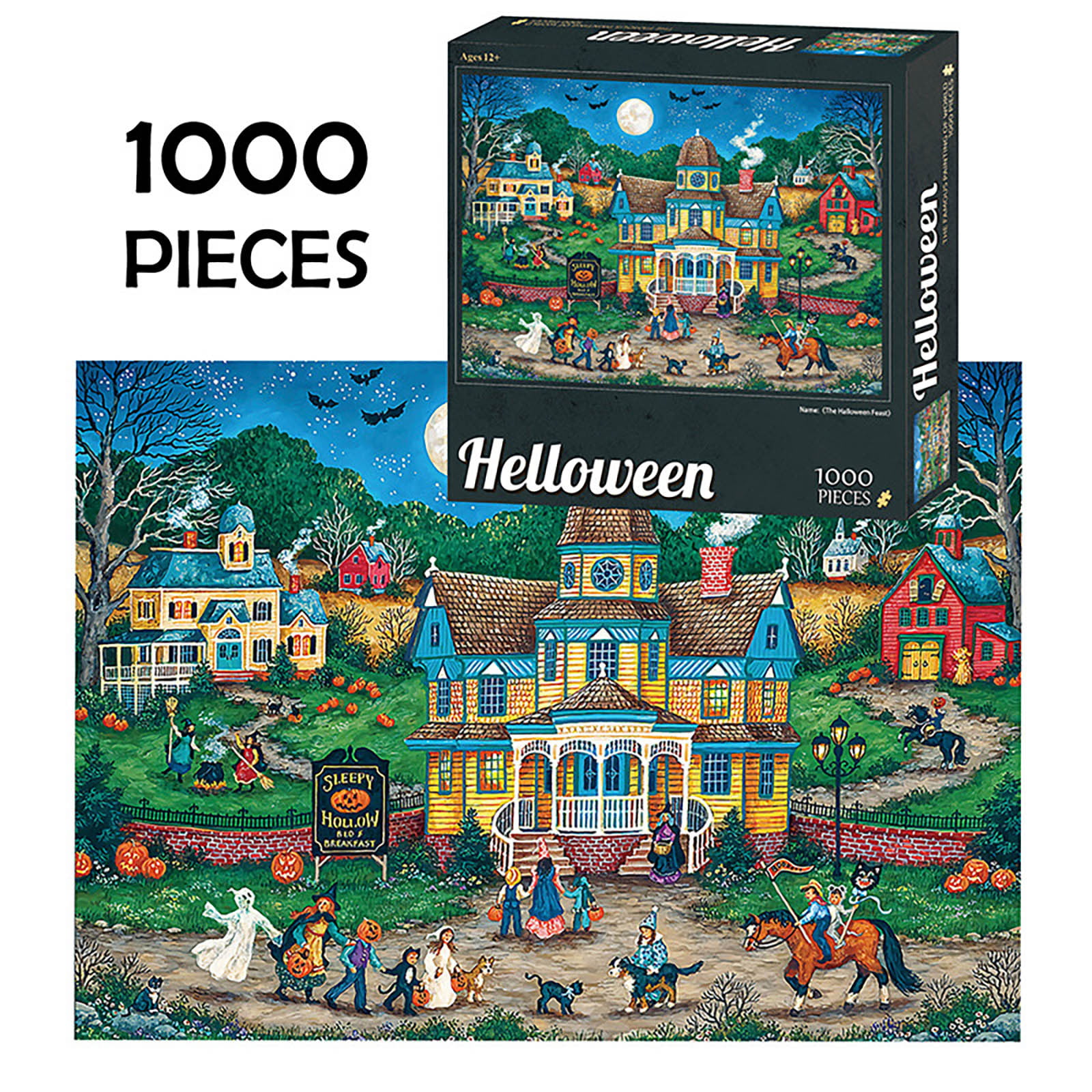 1000 Pcs Jigsaw Puzzle Halloween Witch Bookshelf Adult Kid Educational Toys Gift 