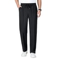 thumbnail image 2 of Dwellite 2026 Mens Casual Dress Pants Elastic Drawstring Waist Trousers Relaxed Fit Straight Leg Lightweight Solid Work Slacks with Pockets Black 2XL, 2 of 6