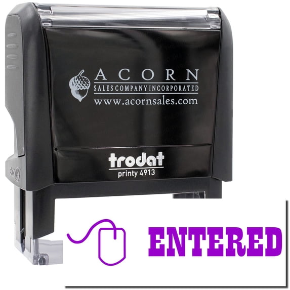 Large Self-Inking Entered with Mouse Stamp, Trodat Printy 4913, Press and Print Stamping, Impression Size 7/8" x 2-1/4", Up to 10,000 Impressions - Purple Ink