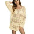 thumbnail image 1 of Plebaso Robe de Plage à Manches Longues pour Femmes, Cache-Maillot Ajouré, Maillot de Bain, Tenues de Vacances pour Femmes, 1 of 7