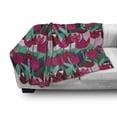 thumbnail image 3 of Floral Soft Flannel Fleece Blanket, Abstract Art Flower Polka Dotted Tulips on Geometric Background Illustration, Cozy Plush for Indoor and Outdoor Use, 50" x 60", Jade Green and Red, by Ambesonne, 3 of 6