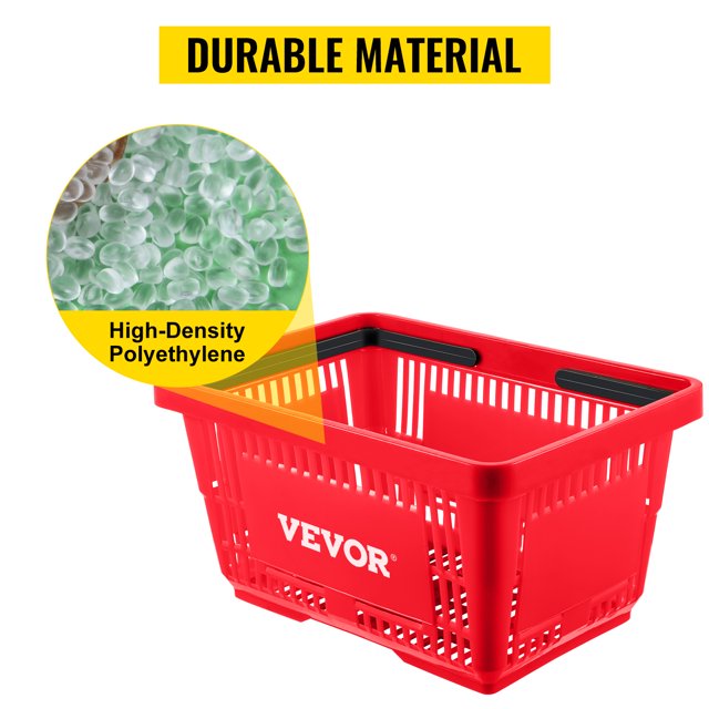 Cesta de la compra VEVOR 16,9 x 11,8 x 8,7 in/42,8 x 30 x 22 cm mango de plástico y soporte de hierro juego de 12 cestas de Tienda Con material PE duradero