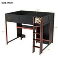 thumbnail image 2 of Harper & Bright Designs Full Gaming Loft Bed with Desk and LED Lights, Wood Full Size Loft Bed with Built-in Wardrobe and Drawers, Black, 2 of 13