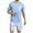 Light Blue, variant on Mens Pajamas Set Cotton Short Sleeve Sleepwear 2 Piece Pj Sets for Men Soft Nightwear with Pockets