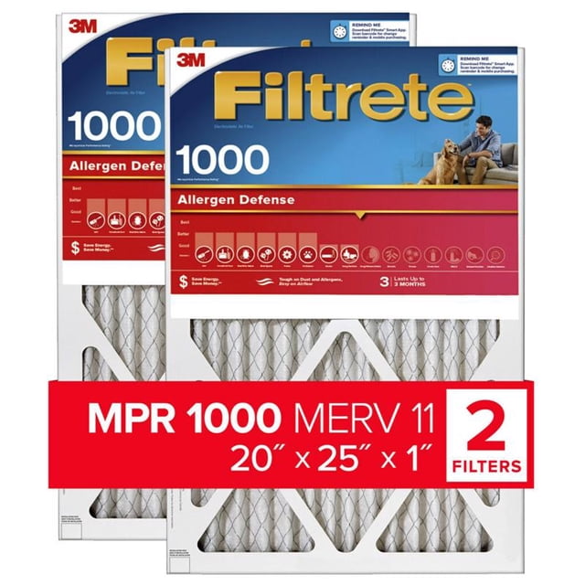 Filtro de aire Filtrete 9803-2PK-HDW 20 x 25 x 2 cm 1 MERV (paquete de 3)