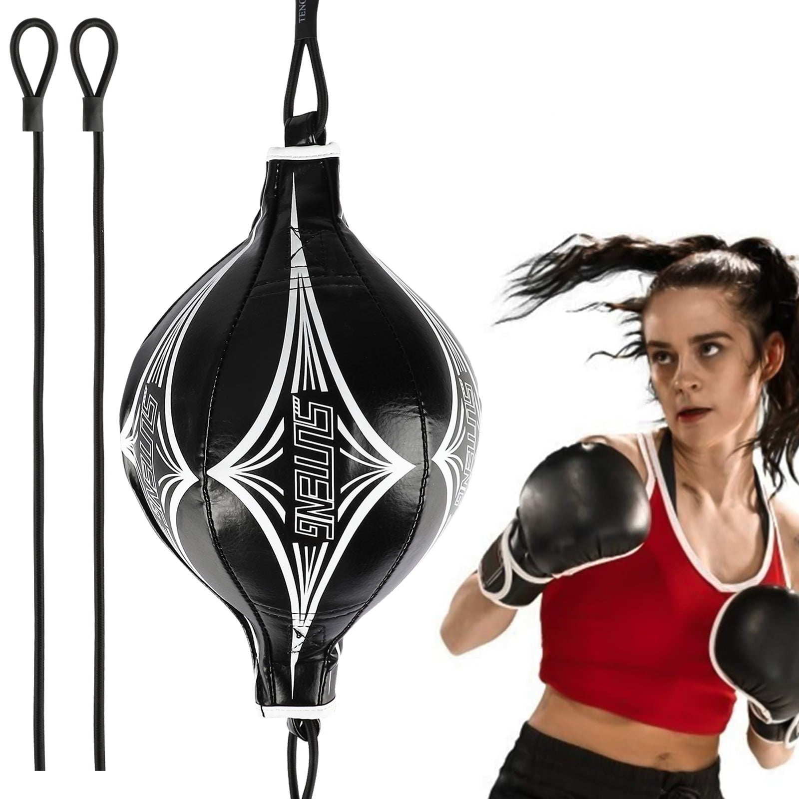 Double End Boxing Speed Ball Punch Bag PU Leather Punching Training Fitnesss 