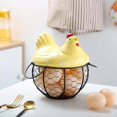 thumbnail image 2 of Creative Egg Baskets, Egg Basket with Lid and Ceramic Handles, Snack Fruit Container Kitchen Hen Decor, Storage Basket, 2 of 5