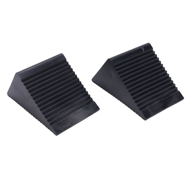 Wheel Tire Blocks, Firm Grip Enhanced Stability Anti Aging Abrasion Proof 2PCS Mini Rubber Wheel Chock Set 5x3x2-1/2in for Riding Lawnmowers