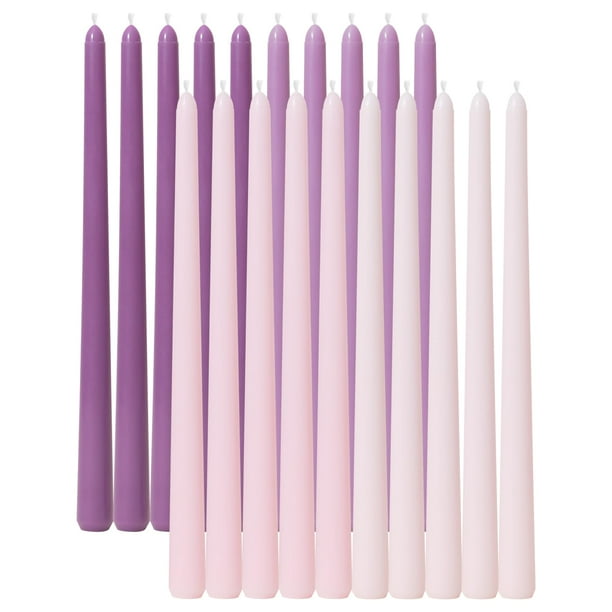 Velas Cónicas Viyffo Moradas 30 cm Juego de 20 Sin Aroma y Sin Humo