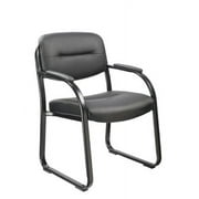 Office Factor Black Vinyl Guest Chair Side Visitors Waiting Room Reception Sled Base Office Chair (OF-6000BK)