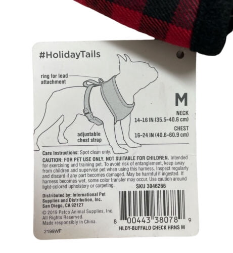 Holiday Tails Mad About Plaid Dog Harness - Small