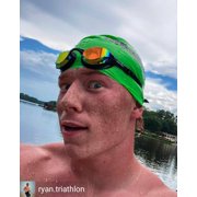 Open Water Swim Goggles {Bonfire  Revo Lens in Black Frame} Anti Fog Lenses, Silicone In-Socket Eye Cups, Four Interchangeable Nose Bridges and Adjustable Strap