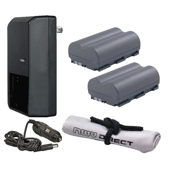 Canon EOS 5D High Capacity 'Intelligent' Batteries (2 Units)   AC/DC Travel Charger   Nwv Direct Microfiber Cleaning Cloth.