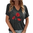 thumbnail image 1 of Birdeem Mode Décontractée pour Femmes Blouses à Manches Courtes Imprimées Col en V T-Shirts Hauts, 1 of 12