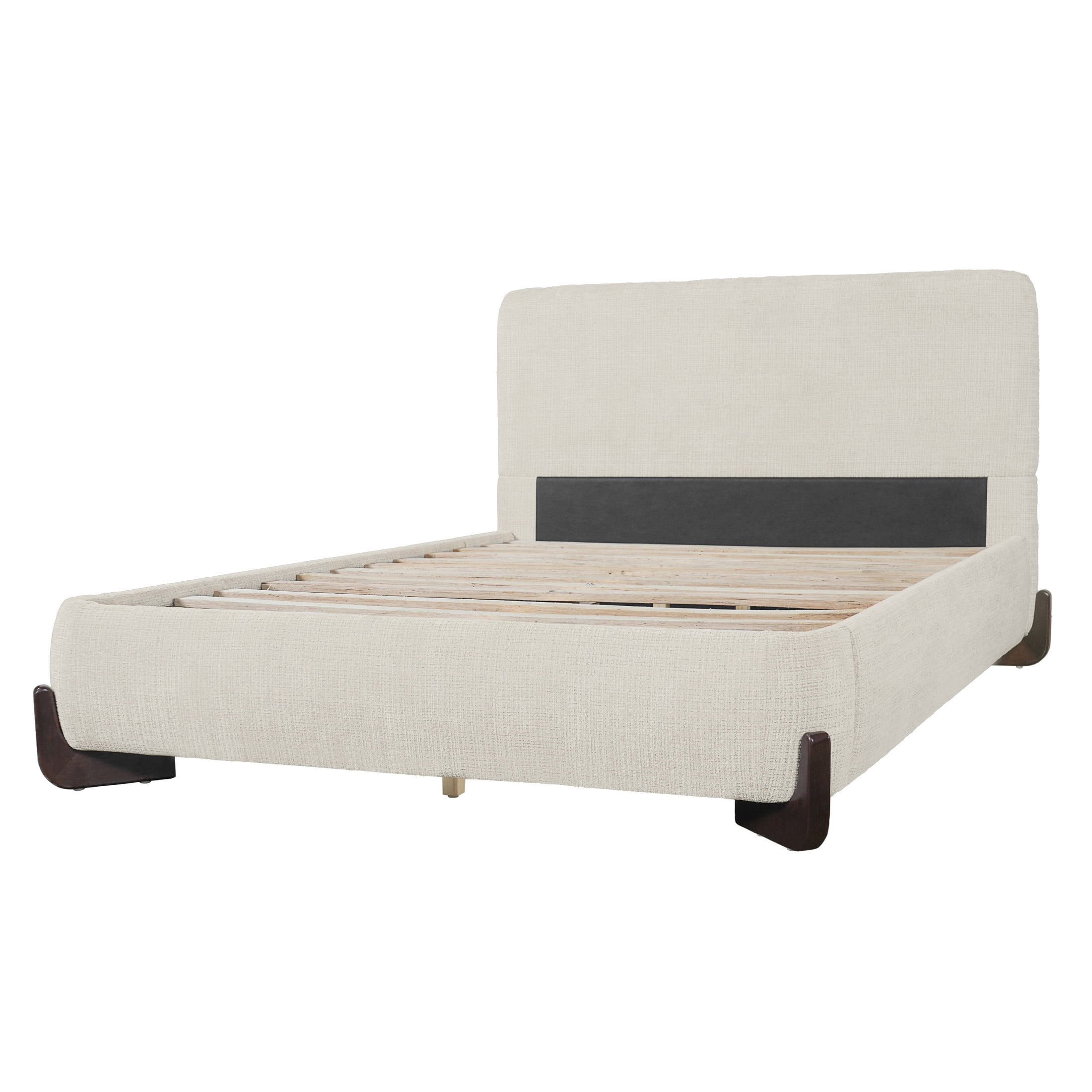 Christopher Knight Home Modern Minimalist Chenille Upholstered Platform Bed, Queen Size, Beige
