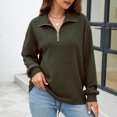thumbnail image 5 of Sweatshirts without Hood,Women V Neck Long Sleeve 1/4 Zipper Turndown Collar Pullover Tshirt Fall Winter Casual Loose Blouses Elegant Fashion Tops Preppy Clothes Cute Teen Girls Outfits S-XXL, 5 of 5