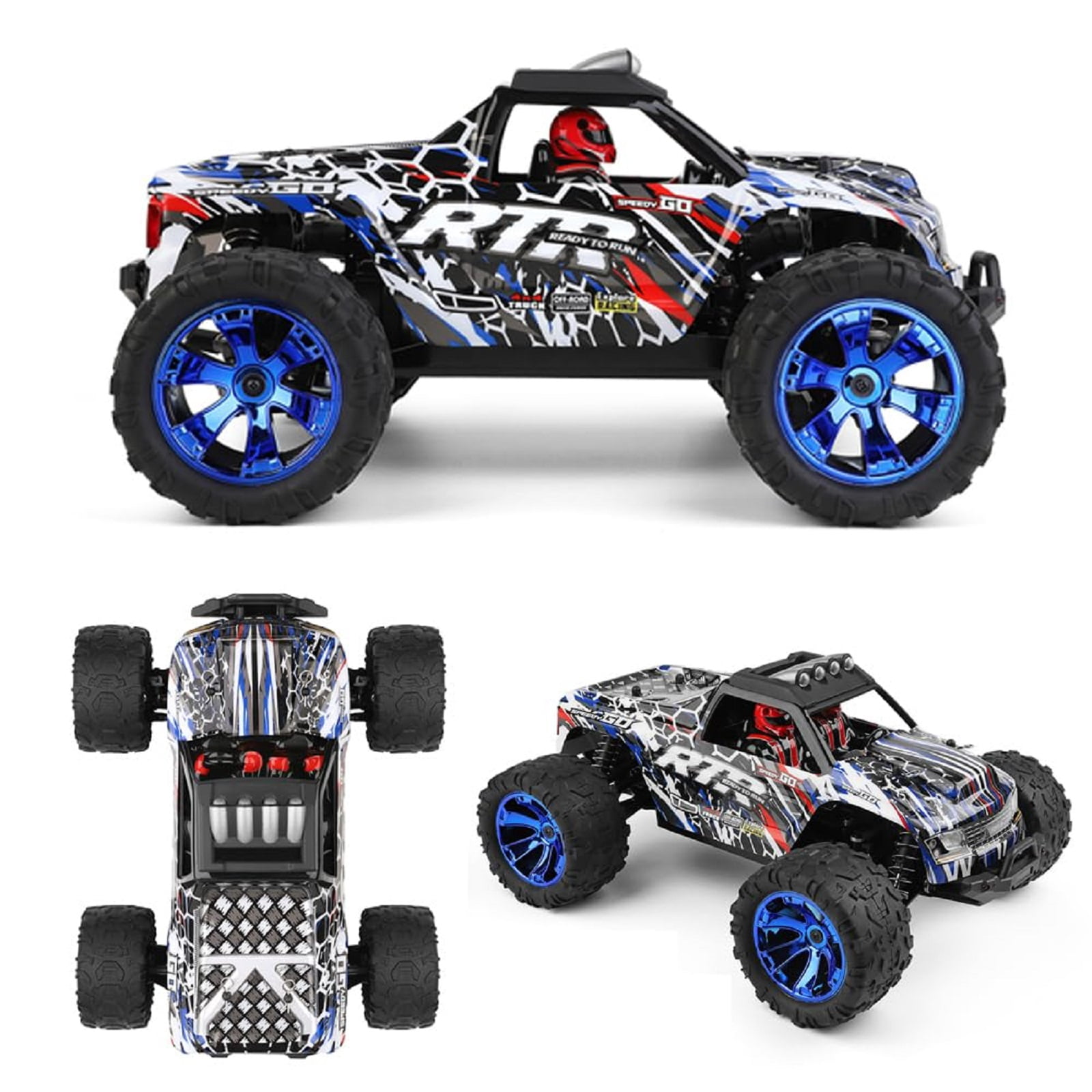 WLtoys 144018 RC Truck, 1/14 Scale Remote Control Car, 4WD 35KM/H High Speed RC Car, 2.4GHz All Terrains Off Road Rock Crawler Truck with 2 Batteries for Adults