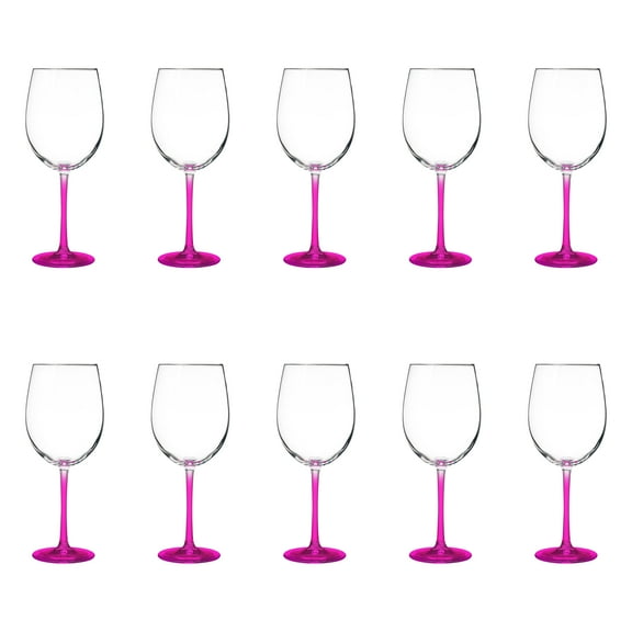 10 ARC Cachet White Wine Glasses Set, 19 oz. - Barware, Sturdy, Vibrant - Pink