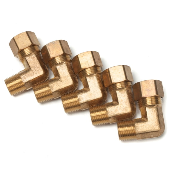 LTWFITTING 7/8" OD x 3/4" Male NPT 90 Degree Compression Elbow,Brass Compression Fitting(Pack of 5)