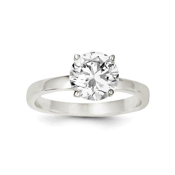 Sterling Silver Polished Cubic Zirconia Ring - Size 7 - Measures 2mm Wide