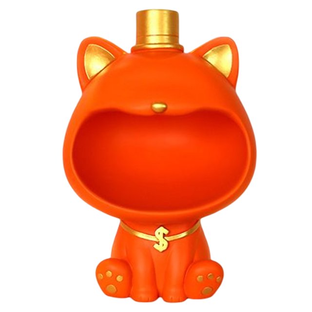 Adorno De Almacenamiento Para Gatos Estatua de resina con forma de gato de la suerte, adorno de almacenamiento para llaves de entrada, decoración de escritorio de estudio (G)