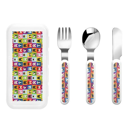 

Qokaie Colorful Bulldog for Stainless Steel Kids Silverware Set - Children’s Utensil Set - Children s Knife Fork And Spoon Set