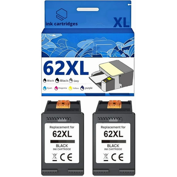 62XL Ink Cartridges Compatible for HP 7640 5540 5640 7645 5660 5740 5746 250 200 5745 Inkjet Printers, Leak-Proof Design Crisp Printing