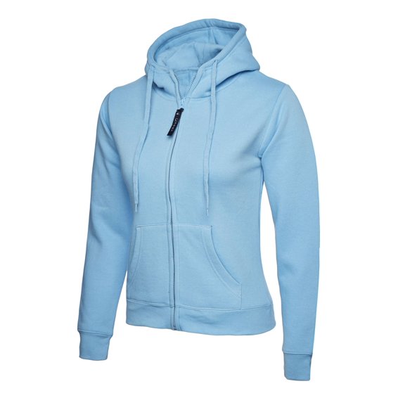Uneek - Women's/Ladies Classic Full Zip Hooded Sweatshirt/Jumper - 50% Polyester 50% Cotton - Sky - Size 3XL
