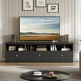 thumbnail image 2 of TV Stand for 75 in TV, Mid-Century Modern Entertainment Center with Storage Drawer, TV Console with Open Shelves, Wood Media Console TV Cabinet for Living Room, Black, 2 of 8