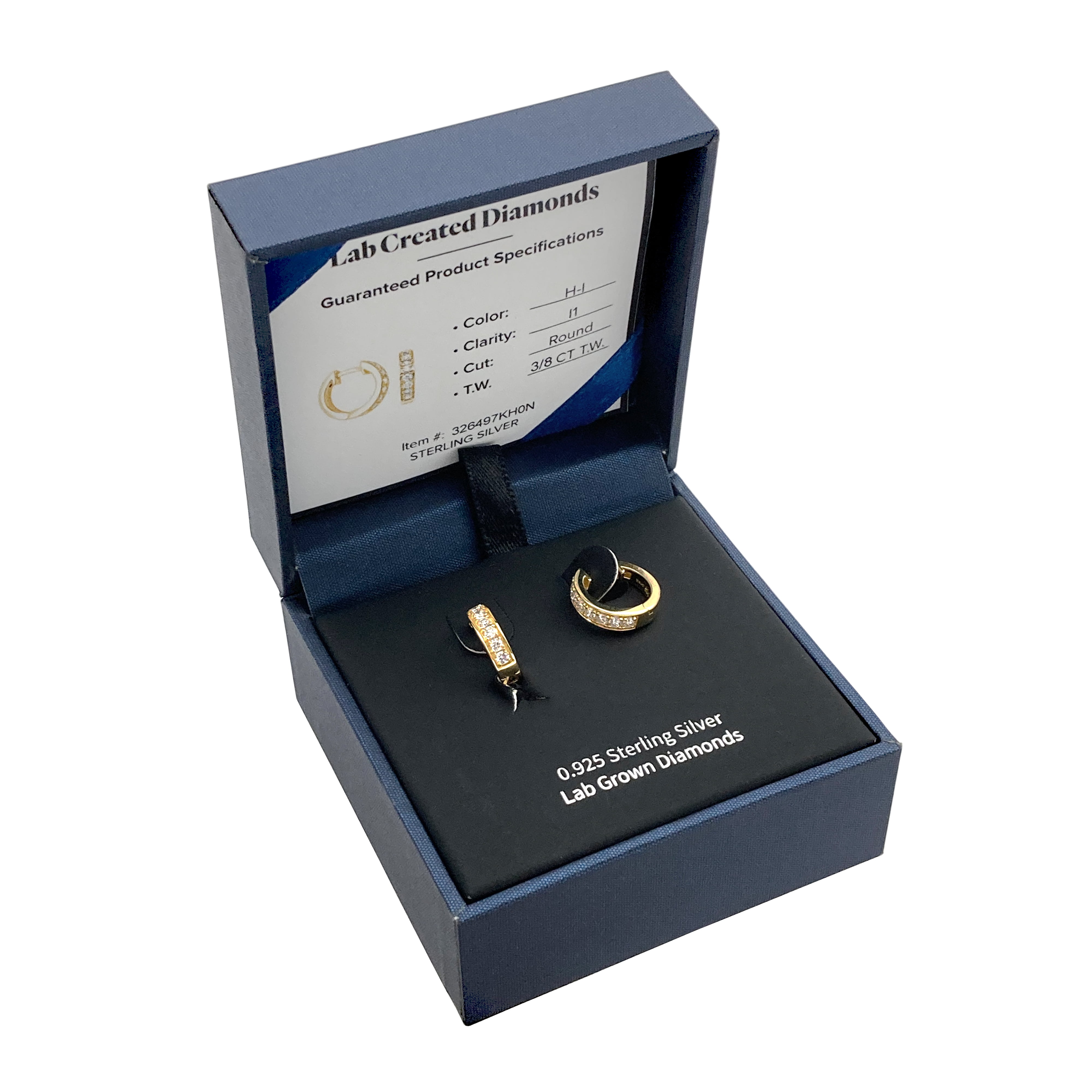 Forever Facets 3/8 CT TW Lab Grown Diamond Hoops in 18k Gold over Sterling Silver, Adult Female