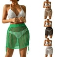 thumbnail image 6 of KelaJuan Women's Beach Wear Cover-Up, Hollow Out See-Through Solid Color Bandage High Waist Beach Skirt, 6 of 6