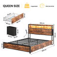 thumbnail image 2 of Cama Queen FABATO con cabecera y espacio de almacenamiento debajo con luces LED, 2 of 7