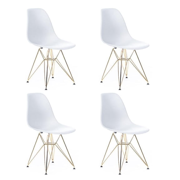 Eiffel Dining Chair with Gold Base - White