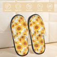 thumbnail image 2 of Balery White Marble Pattern Sunflower Pantuflas de Casa de Felpa Silenciosas con Diseño Estampado, Zapatillas Cómodas Antideslizantes de Algodón para Interior-Medium, 2 of 8