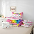 thumbnail image 4 of 7 Pcs Comforter Set Twin Size, Kawaii Cute Unicorn Bed in a Bag with Flat Sheet and Fitted Sheet Teens Adult,Rainbow Unicorn Butterfly Bedding Set with Pillowcase and Sham, 4 of 5