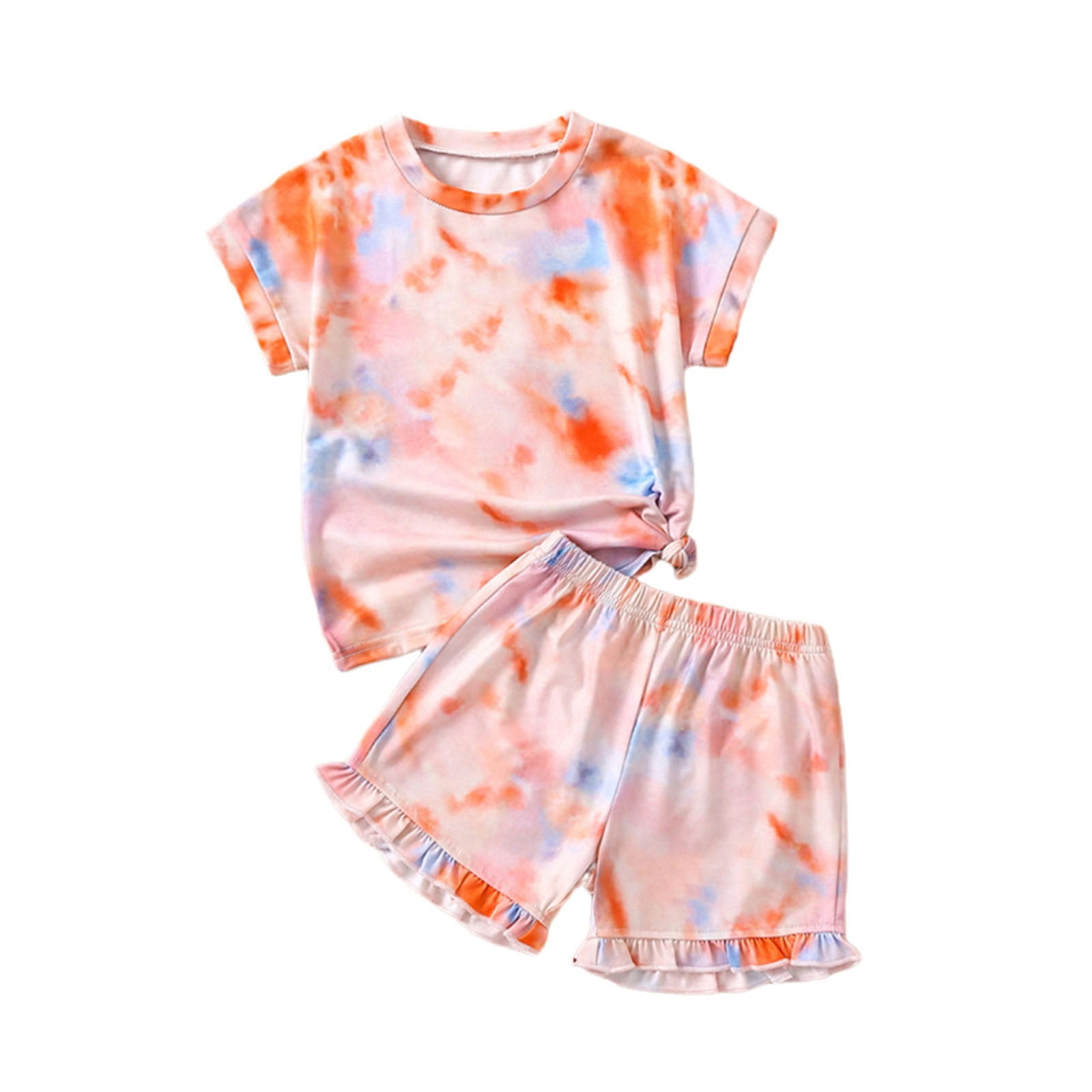 Cathalem KIDS Girls Summer Outfits Clothes Sets Crop Tank Top and Shorts Set Orange 4Y Walmart