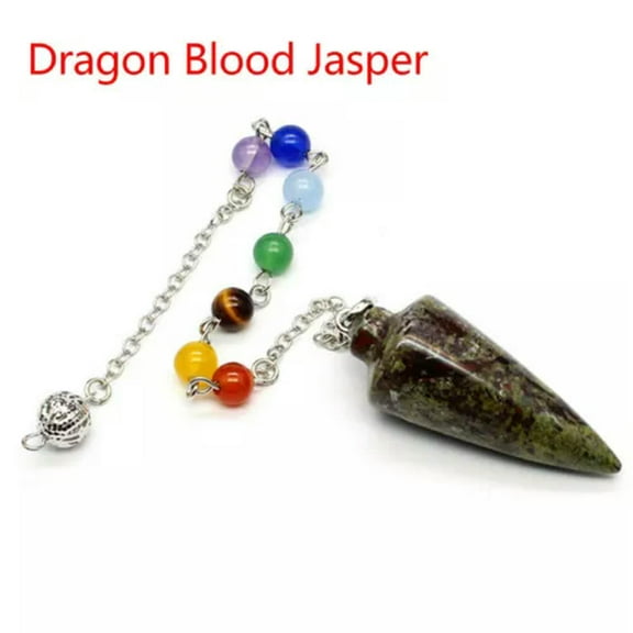 Natural Chakra Crystal Cone Pendulum Quartz Stone Pendant Necklace Healing Reiki